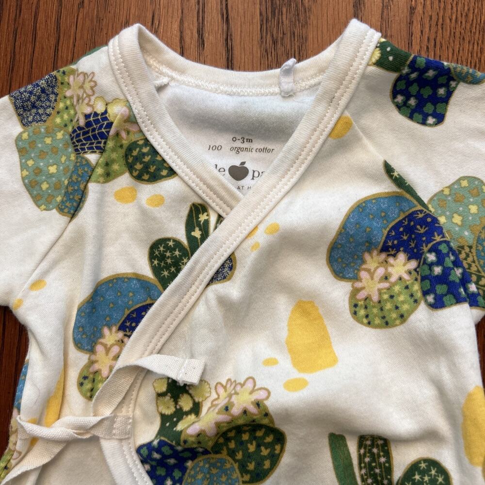 Apple Park 0-3 Month Snap Romper Lala Curio Cactus Japanese Inspired Kimono (4 - Picture 4 of 7